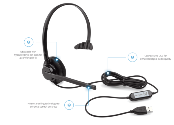 Nuance Dragon Monoaural USB Headset